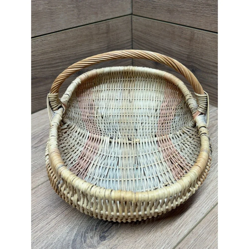 Vintage Rattan Wicker Buttocks Butt Egg Basket 12